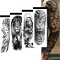 Full Arm Temporary Tattoo Jesus Queen Skeleton Lion King 1